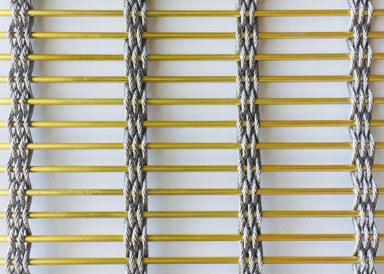 Decoratieve Verdeling 7mm Roestvrij staal Architecturaal Mesh Gold Color Metal