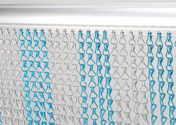 2.0mm Blauwe Geanodiseerde van de de Deurvlieg van de Aluminiumketting het Scherm Dubbele Haak