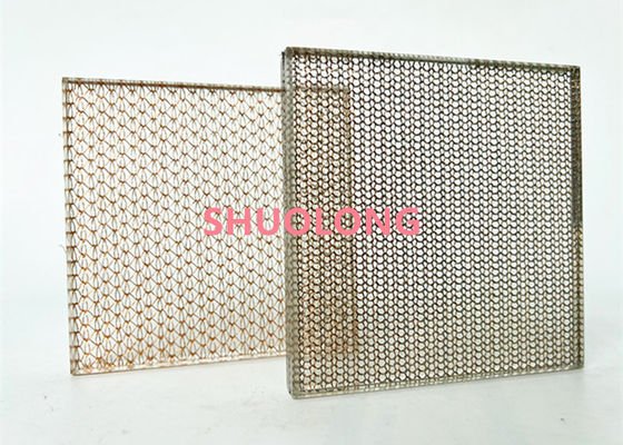 Het fijne Koper Gelamineerde Ontwerp van Glas Decoratieve Mesh Fabric For Architecture And