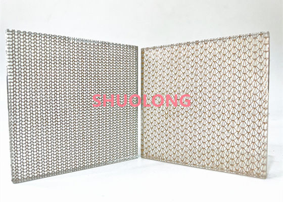 Het fijne Koper Gelamineerde Ontwerp van Glas Decoratieve Mesh Fabric For Architecture And