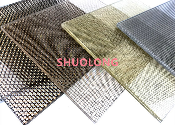 Zwarte Kleurenglas Gelamineerde Draad Mesh Flexible For Partition