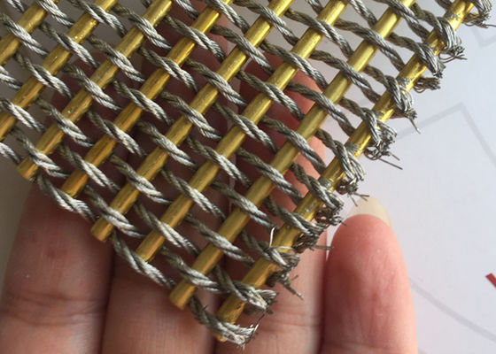 De gouden Verdeler van Mesh Fabric Oxidation For Room van het Kleuren Flexibele Geweven Metaal