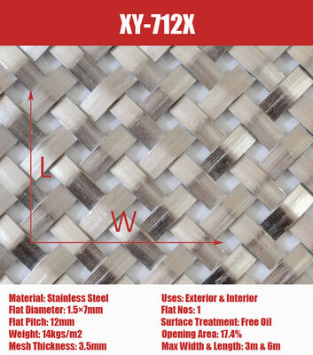 Goed flexibiliteit architectonisch gaas van roestvrij staal met 2,5 mm x 4 kabeldiameter