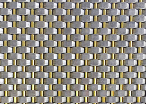 De messing Geplooide SS Geweven Oppervlakte van Draadmesh cladding facade PVD