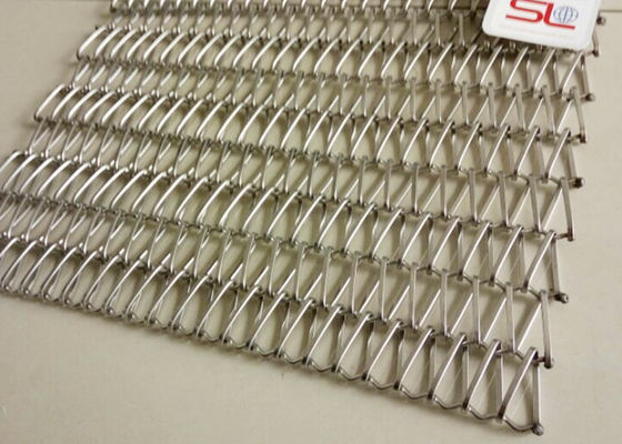 Vlakke 4m Roestvrij staal Spiraalvormige Draad Mesh Conveyor Belt Durable