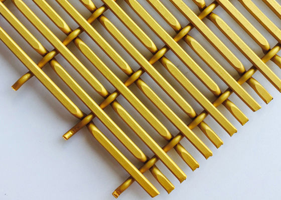 Het gouden Aluminium anodiseerde Decoratieve Geweven Draad Mesh Sheets X-Y 6010
