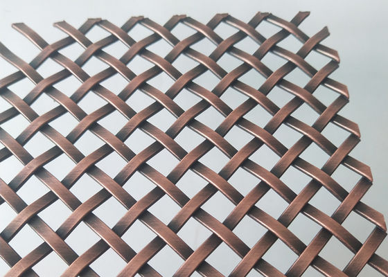 Antiquiteit Geplateerde Messings Decoratieve Draad Mesh Grilles Square Hole 1m Breedte