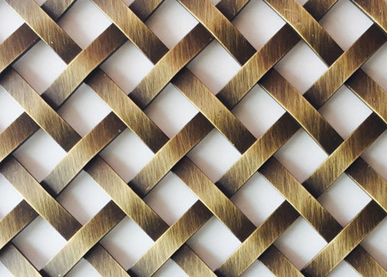 Antiquiteit Geplateerde Messings Decoratieve Draad Mesh Grilles Square Hole 1m Breedte