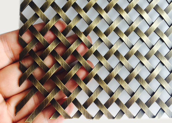 Antiquiteit Geplateerde Messings Decoratieve Draad Mesh Grilles Square Hole 1m Breedte