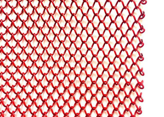 Rood 1mm Dia Metal Coil Drapery Stainless-Staal Mesh Curtain 2.4kg/M2