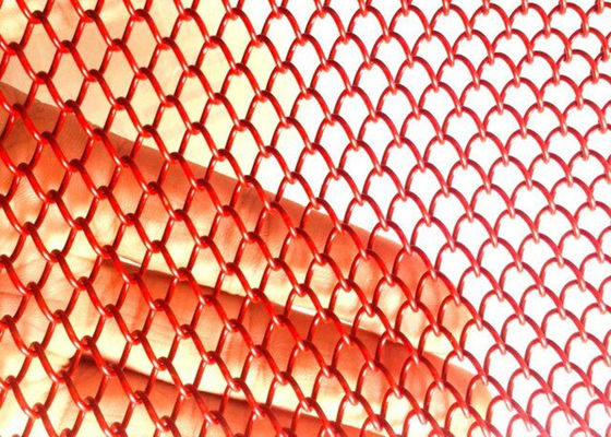Rood 1mm Dia Metal Coil Drapery Stainless-Staal Mesh Curtain 2.4kg/M2