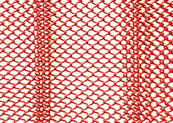 Rood 1mm Dia Metal Coil Drapery Stainless-Staal Mesh Curtain 2.4kg/M2