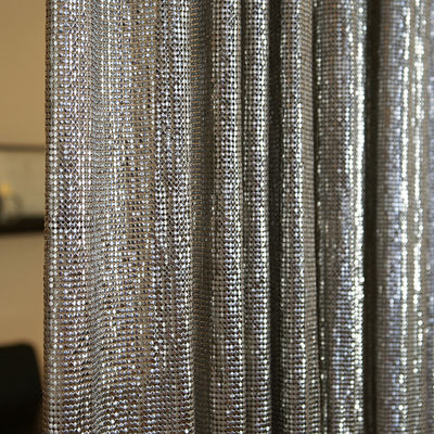 SGS Chainmail Materiële Geweven Duidelijk van Metaalmesh curtain silver sequin cloth