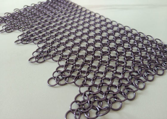 Purper Gelast Roestvrij staal Ring Mesh Curtain Anticorrosion 2.2kg/M2