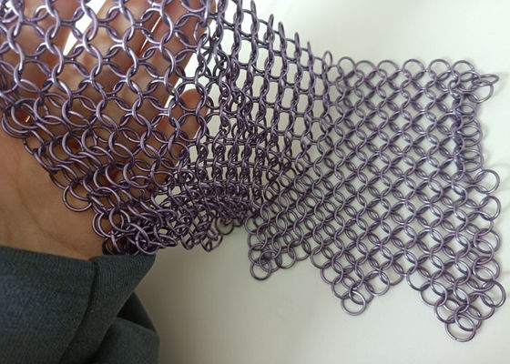 Purper Gelast Roestvrij staal Ring Mesh Curtain Anticorrosion 2.2kg/M2