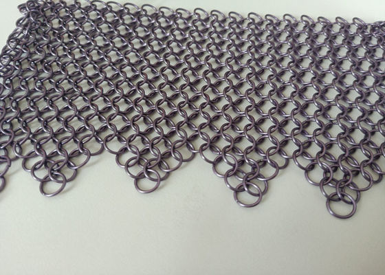 Purper Gelast Roestvrij staal Ring Mesh Curtain Anticorrosion 2.2kg/M2