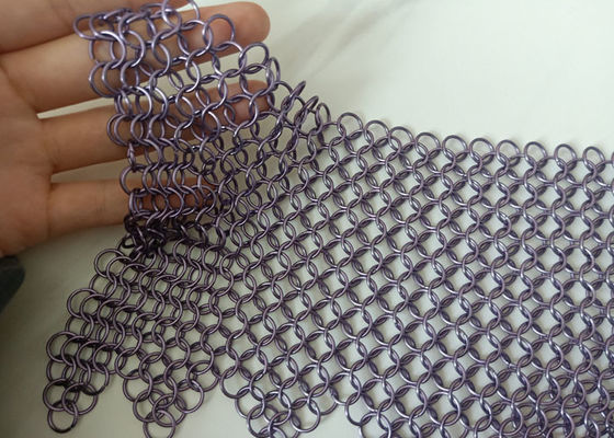 Purper Gelast Roestvrij staal Ring Mesh Curtain Anticorrosion 2.2kg/M2