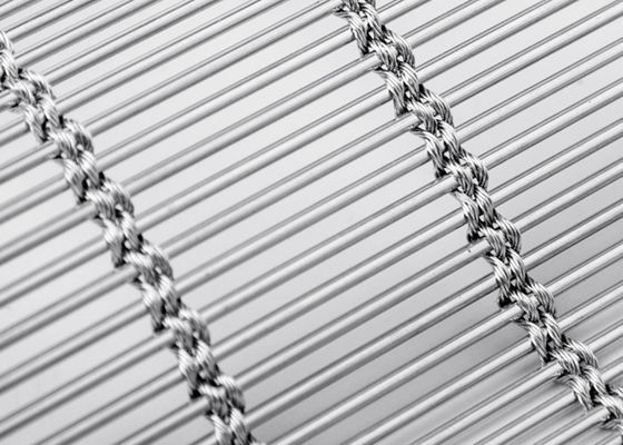 6m X 120m Voorgevel van Roestvrij staal de Architecturale Mesh Curtain Natural Color Woven MetalFabric