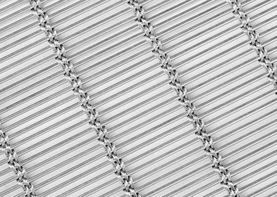 6m X 120m Voorgevel van Roestvrij staal de Architecturale Mesh Curtain Natural Color Woven MetalFabric