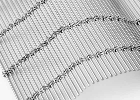 6m X 120m Voorgevel van Roestvrij staal de Architecturale Mesh Curtain Natural Color Woven MetalFabric