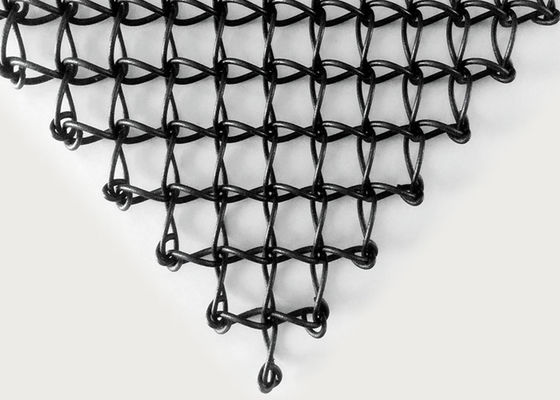 Gepoederd Vinyl Met een laag bedekt Roestvrij staal Architecturaal Mesh Black Color Three Dimensional