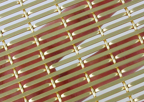 Gouden Kleur die Decoratieve Geweven Draad Mesh Aluminum For Ceilings anodiseren