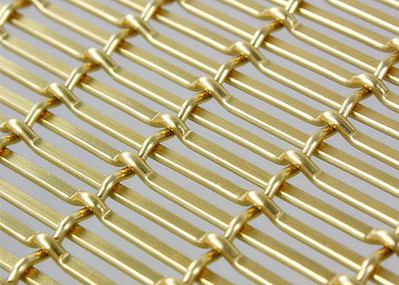 Gouden Kleur die Decoratieve Geweven Draad Mesh Aluminum For Ceilings anodiseren