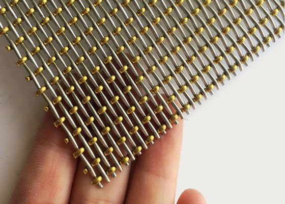 3.2mm van het de Decoratieslot van de Messingsparel de Golfplaatdraad Mesh Woven Stairs Railing