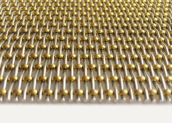 3.2mm van het de Decoratieslot van de Messingsparel de Golfplaatdraad Mesh Woven Stairs Railing