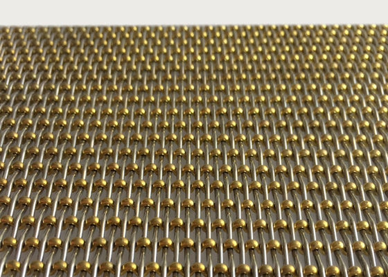 3.2mm van het de Decoratieslot van de Messingsparel de Golfplaatdraad Mesh Woven Stairs Railing